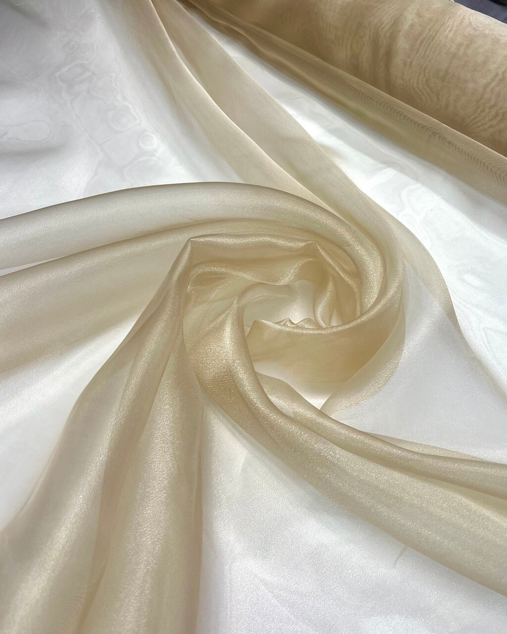 Champagne Crystal Organza Fabric by the Yard, 60" Wide Sheer Lightweight Organza for Wedding Dresses, Event Decor, Curtains & Sewing